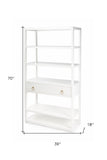 70" White Five Tier Standard Bookcase With One Drawer