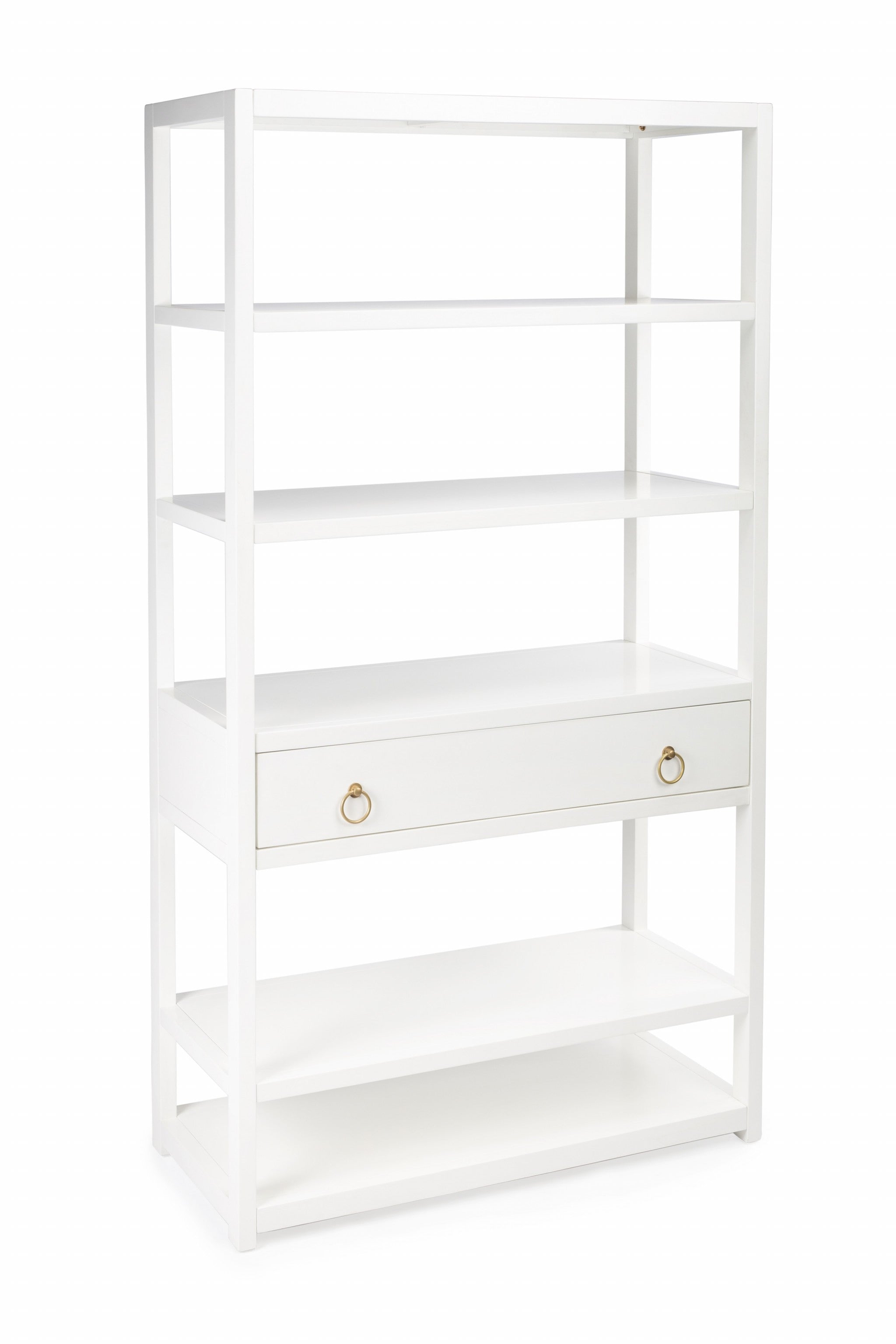 70" White Five Tier Standard Bookcase With One Drawer