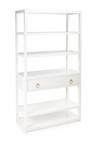 70" White Five Tier Standard Bookcase With One Drawer