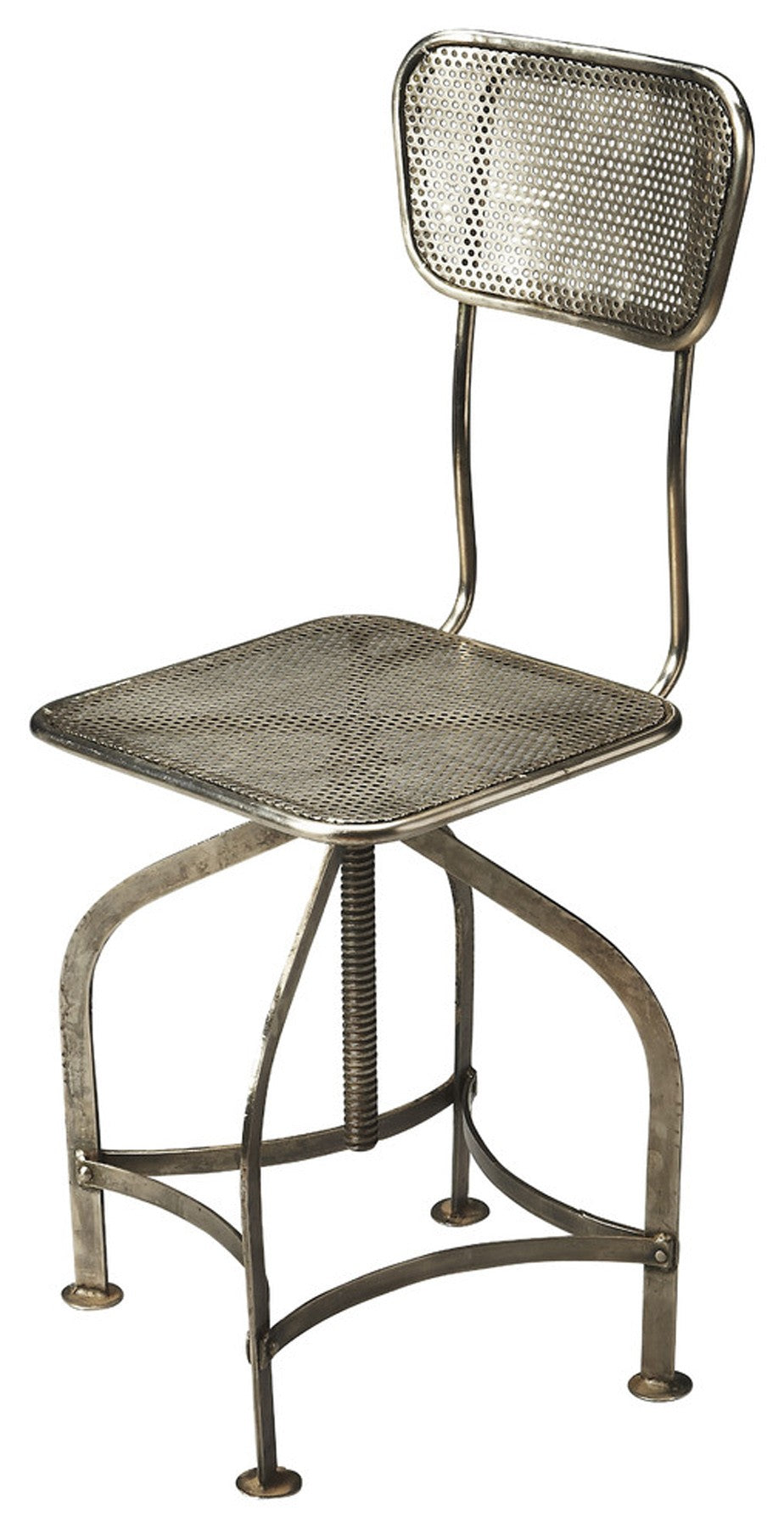 18" Wood Brown Iron Swivel Side Chair