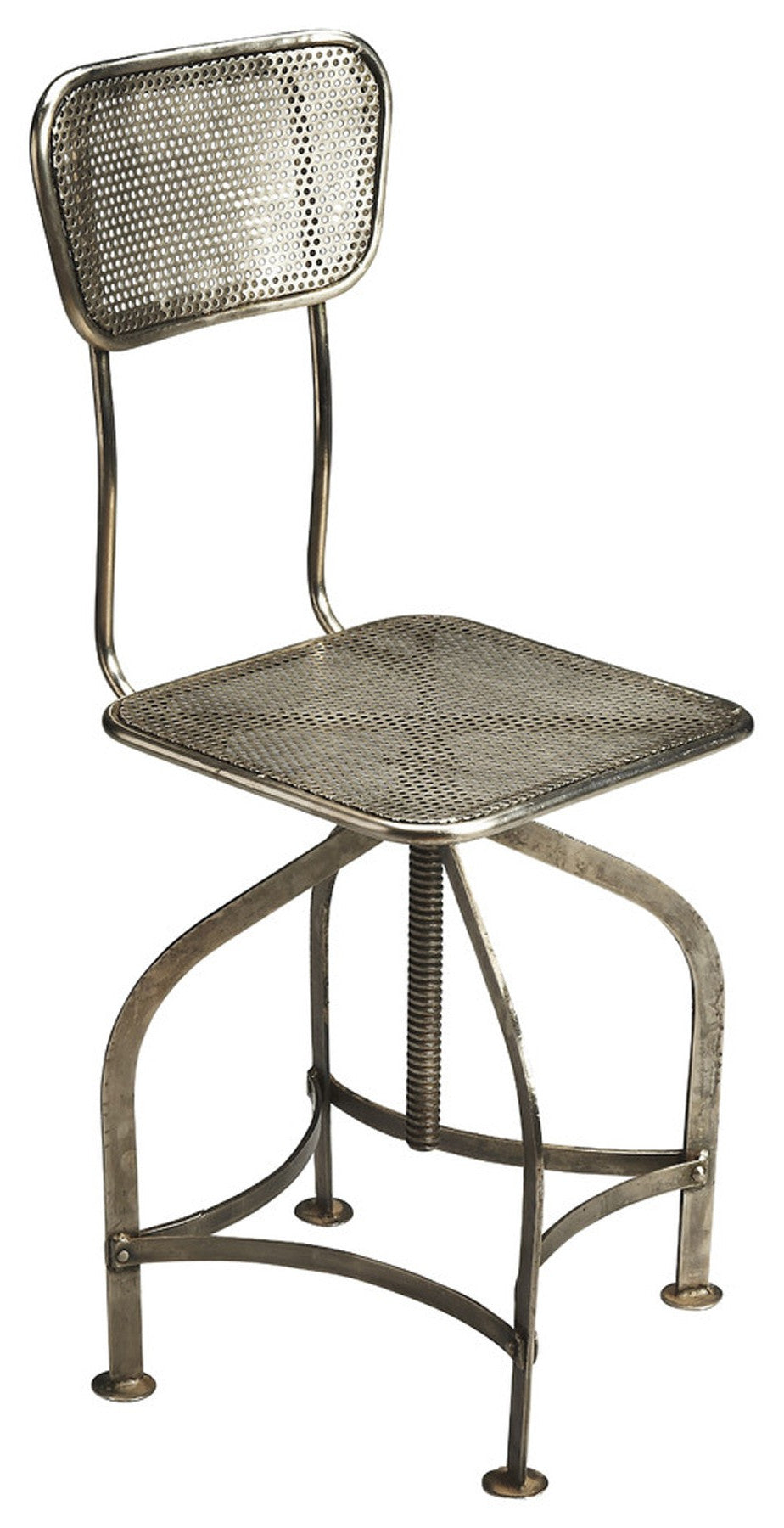 18" Wood Brown Iron Swivel Side Chair