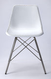 18" White And Silver Faux Leather Side Chair