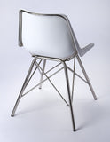 18" White And Silver Faux Leather Side Chair