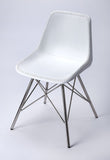 18" White And Silver Faux Leather Side Chair