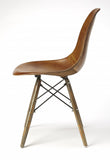 18" Brown And Copper Faux Leather Side Chair