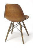 18" Brown And Copper Faux Leather Side Chair