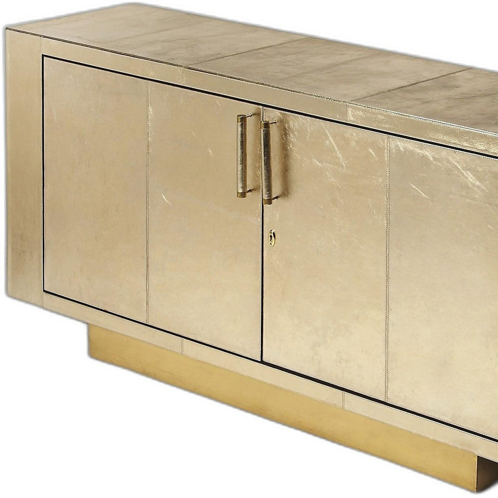 71" Gold Solid Wood Sideboard With Two Doors