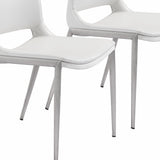 Cradle White Faux Leather Side or Dining Chairs Set of 2