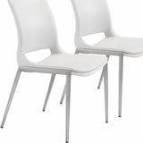 Cradle White Faux Leather Side or Dining Chairs Set of 2