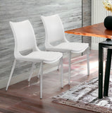 Cradle White Faux Leather Side or Dining Chairs Set of 2