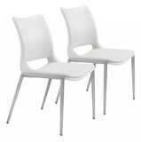 Cradle White Faux Leather Side or Dining Chairs Set of 2