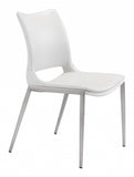 Cradle White Faux Leather Side or Dining Chairs Set of 2