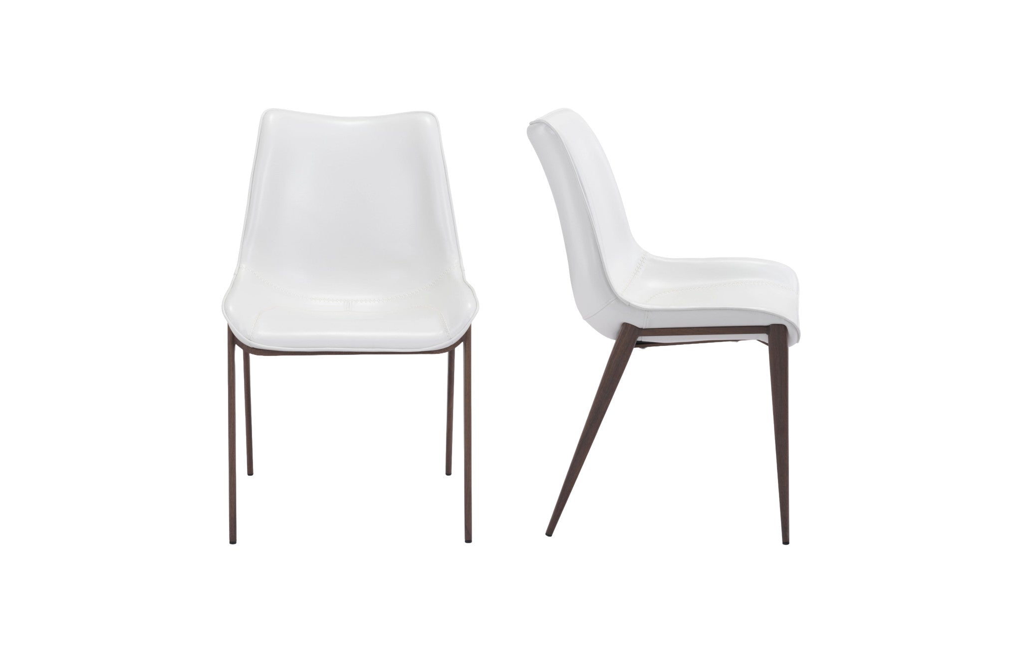 Stich White Faux Leather Side or Dining Chairs Set of 2 Chairs