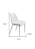 Stich White Faux Leather Side or Dining Chairs Set of 2 Chairs