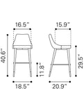 30" Yellow And Black Steel Low Back Bar Height Bar Chair