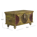 Mesa Carved Wooden Trunk Coffee Table