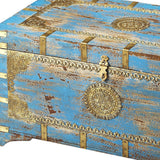 Traditional Hand Painted Brass Inlay Storage Trunk