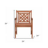 Brown Dining Armchair With Hatched Back