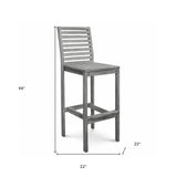 49" Gray Indoor Outdoor Bar Height Chair With Footrest