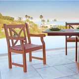 Brown Patio Armchair With Cross Back Design