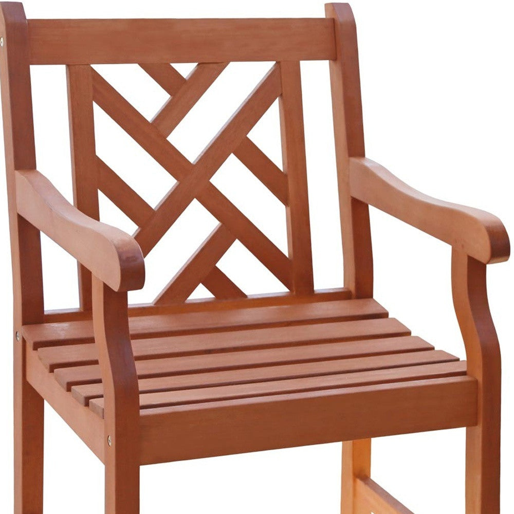 Brown Patio Armchair With Diagonal Design