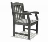 Distressed Patio Armchair With Horizontal Slats