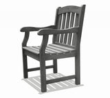 Distressed Patio Armchair With Horizontal Slats