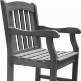 Distressed Patio Armchair With Horizontal Slats