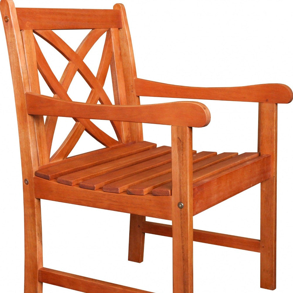 Brown Patio Armchair With Decorative Back
