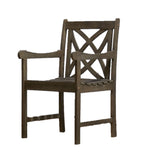 Distressed Patio Armchair With Decorative Back