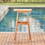 29" Natural Eucalyptus Slat Wood Outdoor End Table