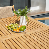 Natural Wood Dining Table With Slatted Top