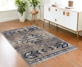 2’ X 3’ Beige And Blue Boho Chic Scatter Rug