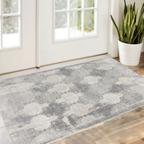 2’ X 3’ Gray Distressed Trellis Pattern Scatter Rug