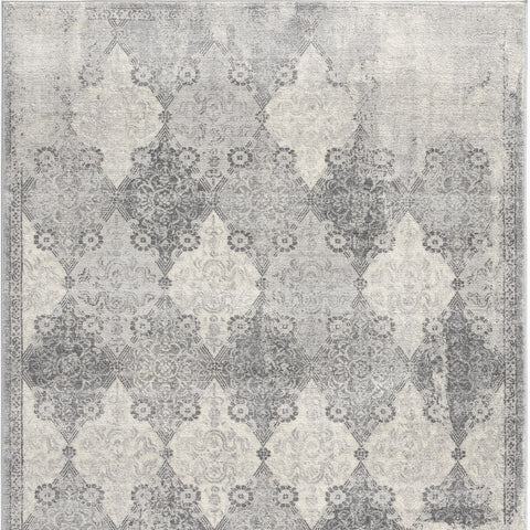 2’ X 3’ Gray Distressed Trellis Pattern Scatter Rug