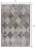2’ X 3’ Gray Distressed Trellis Pattern Scatter Rug