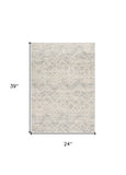 2’ X 3’ Ivory Distressed Ikat Pattern Scatter Rug