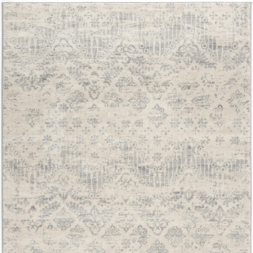 2’ X 3’ Ivory Distressed Ikat Pattern Scatter Rug