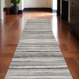 4’ X 6’ Blue And Beige Distressed Stripes Area Rug
