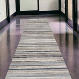 4’ X 6’ Blue And Beige Distressed Stripes Area Rug