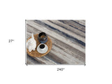 4’ X 6’ Blue And Beige Distressed Stripes Area Rug