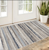 4’ X 6’ Blue And Beige Distressed Stripes Area Rug