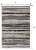 4’ X 6’ Blue And Beige Distressed Stripes Area Rug