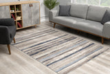 4’ X 6’ Blue And Beige Distressed Stripes Area Rug