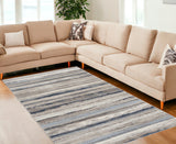 4’ X 6’ Blue And Beige Distressed Stripes Area Rug