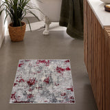 6' X 9' Red Abstract Dhurrie Area Rug