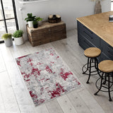 6' X 9' Red Abstract Dhurrie Area Rug