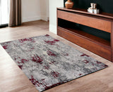 6' X 9' Red Abstract Dhurrie Area Rug