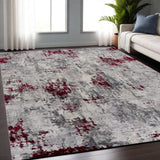 6' X 9' Red Abstract Dhurrie Area Rug