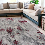 6' X 9' Red Abstract Dhurrie Area Rug
